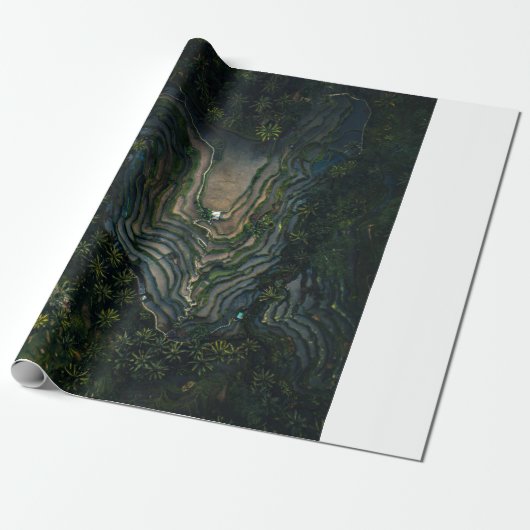 Grüner Moos auf schwarzem Felsen Geschenkpapier (Ungerollt)