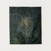 Grüner Moos auf schwarzem Felsen Wandteppich (Vorderseite)