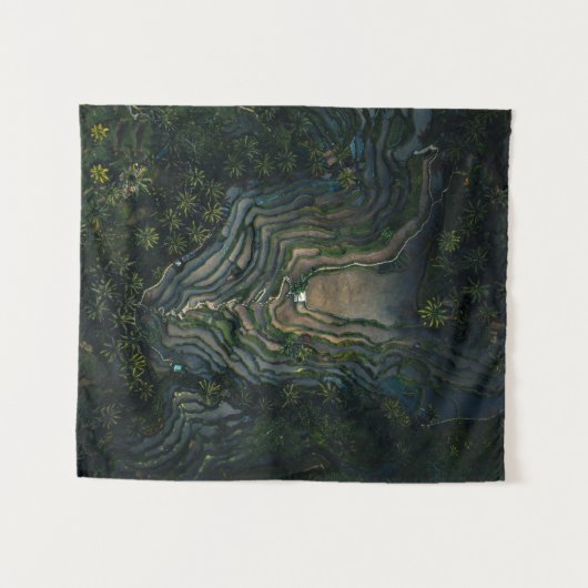 Grüner Moos auf schwarzem Felsen Wandteppich (Vorderseite (Horizontal))