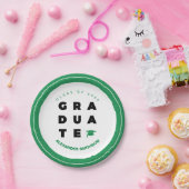 Grüner, muffiger GRADUATE-Abschluss und Cap Pappteller (Party)