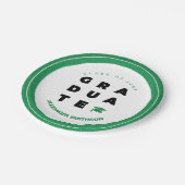 Grüner, muffiger GRADUATE-Abschluss und Cap Pappteller (Schrägansicht)