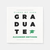 Grüner, muffiger GRADUATE-Abschluss und Cap Serviette (Vorderseite)