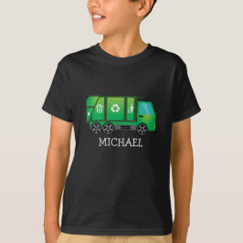 Grüner Müll/Gerecycelt LKW mit Kindername T-Shirt