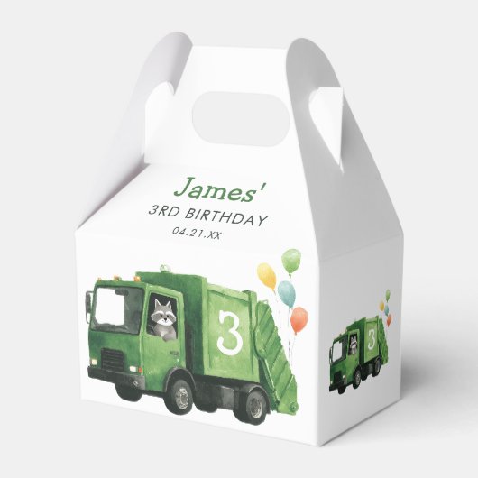 Grüner Müllwagen Geburtstags-Willkommensschild Geschenkschachtel (Vorderseite)