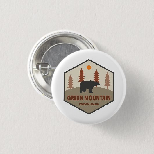 Grüner Nationalwaldbär Button (Vorne & Hinten)