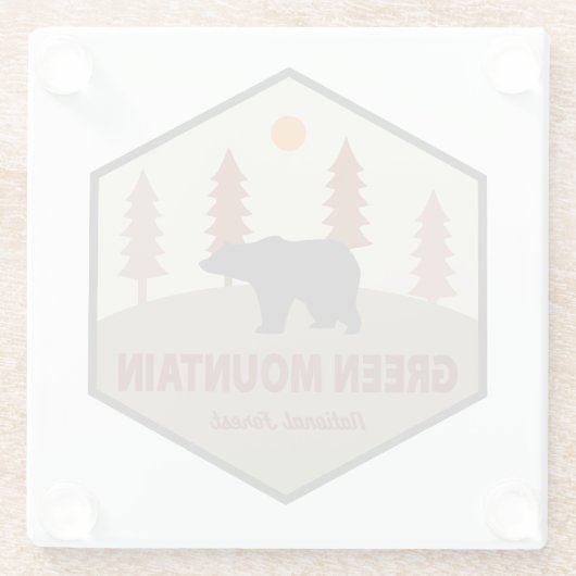 Grüner Nationalwaldbär Glasuntersetzer (Rückseite)