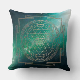 Grüner Nebel Sri Yantra - Kissen