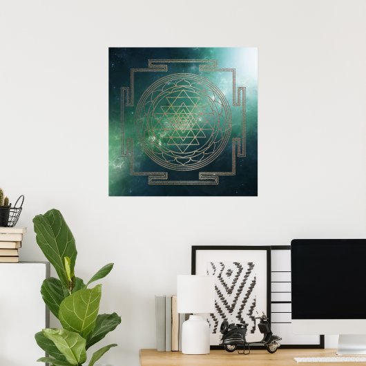 Grüner Nebel Sri Yantra - Poster (Heimbüro)