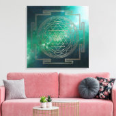 Grüner Nebel Sri Yantra - überzogene Canvas Leinwanddruck (Insitu (Wohnzimmer))
