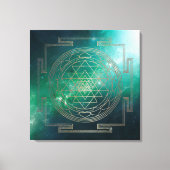 Grüner Nebel Sri Yantra - überzogene Canvas Leinwanddruck (Vorderseite)