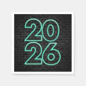 Grüner Neon - Neujahr 2026 Serviette (Vorderseite)