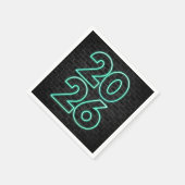 Grüner Neon - Neujahr 2026 Serviette (Ecke)