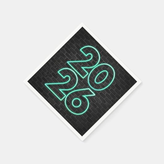 Grüner Neon - Neujahr 2026 Serviette (Ecke)