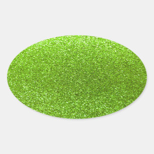 Grüner NeonGlitter Ovaler Aufkleber
