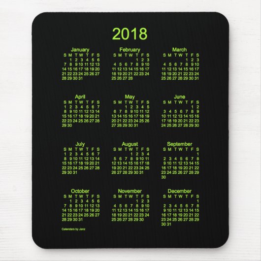 Grüner Neonkalender 2018 durch Janz Mausunterlage Mousepad (Vorne)