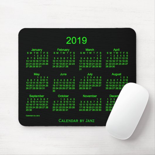 Grüner Neonkalender 2019 durch Janz Mousepad (Mit Mouse)