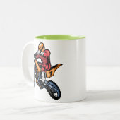 Grüner Neonmotocross Zweifarbige Tasse (Vorderseite Links)