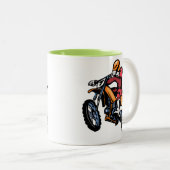 Grüner Neonmotocross Zweifarbige Tasse (VorderseiteRechts)