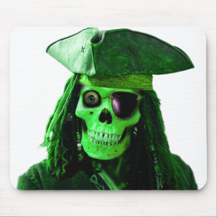 Grüner Neonpirat mit skully u. Flecken Mousepad