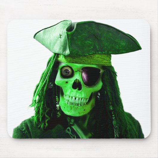 Grüner Neonpirat mit skully u. Flecken Mousepad (Vorne)