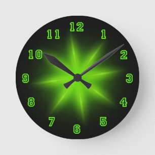 Grüner Neonstern 8" Runde Wanduhr