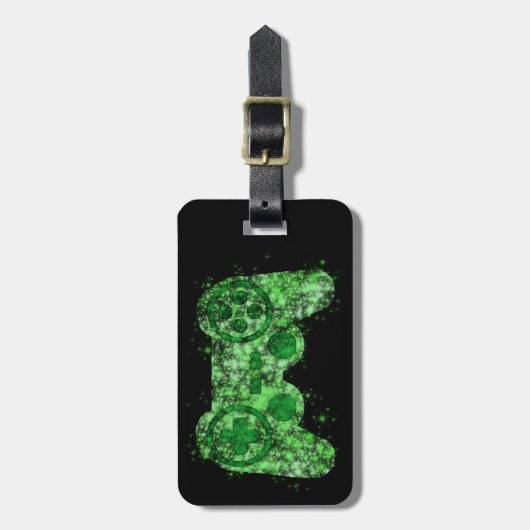 Grüner NeonVideospiel-Prüfer-Gepäckanhänger Gepäckanhänger (Vorderseite vertikal)