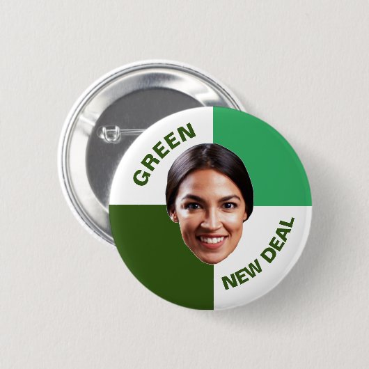 Grüner New Deal des AOC Button (Vorne & Hinten)
