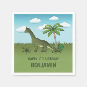 Grüner Niedlicher Brachiosaurus Dinosaurier Kid's  Serviette