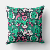 Grüner niedlicher Cartoon extravagante Drachen, Dr Kissen (Rückseite)