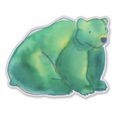 Grüner Niedlicher Wasserfarbenbär Aufkleber (Vorderseite)