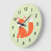 Grüner Niedlicher Woodland Baby Fox Große Wanduhr (Winkel)