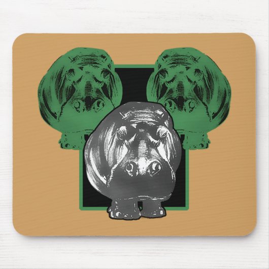 Grüner Nilpferd Mousepad (Vorne)