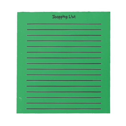 Grüner Notepad auf der Einkaufsliste Notizblock (Vorderseite)