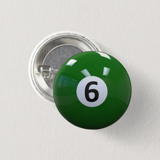 Grüner Nr. 6- Billard-Pool-Ball Button (Vorne & Hinten)