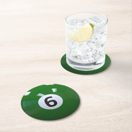 Grüner Nr. 6- Billard-Pool-Ball Runder Pappuntersetzer (Vor Ort)