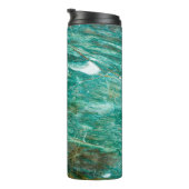 Grüner oder smaragdfarbener Hintergrund Thermosbecher (Nach rechts gedreht)