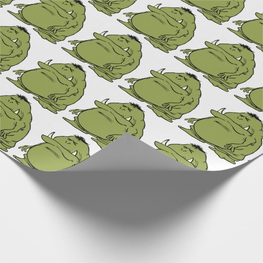 Grüner Oger Troll Funny Cartoon Geschenkpapier (Ecke)