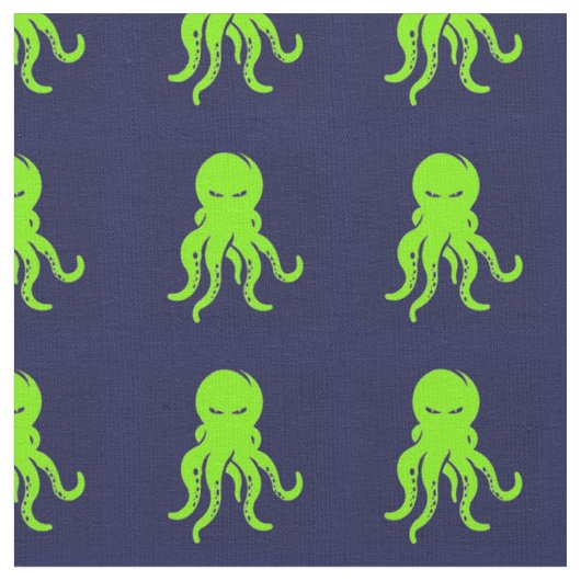 Grüner Oktopus auf blau Stoff (Nahaufnahme)