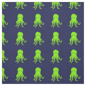 Grüner Oktopus auf blau Stoff (Muster)