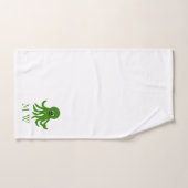 Grüner Oktopus-Design mit Monogramm Badhandtuch Set (Handtuch)