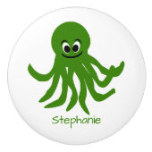 Grüner Oktopus-Design personalisiert Keramikknauf (Vorderseite)