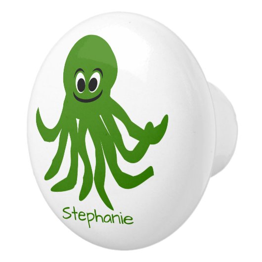 Grüner Oktopus-Design personalisiert Keramikknauf (Rechts)