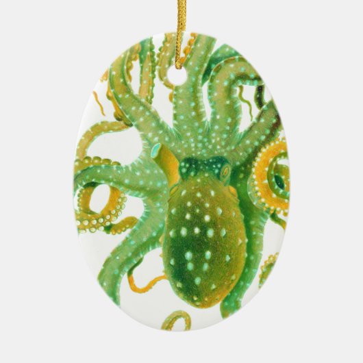grüner Oktopus Keramikornament (Vorne)