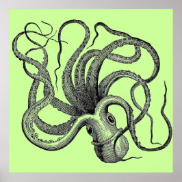 Grüner Oktopus Poster