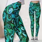 Grüner Oktopus Tentacles Leggings-See-Steampunk Leggings