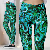 Grüner Oktopus Tentacles Leggings-See-Steampunk Leggings