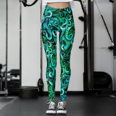 Grüner Oktopus Tentacles Leggings-See-Steampunk Leggings