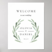 Grüner Olive Branch Kreath Begrüßungszeichen Poster (Vorne)