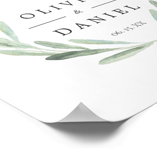 Grüner Olive Branch Kreath Begrüßungszeichen Poster (Ecke)