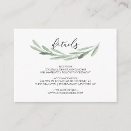 Grüner Olive Branch Wreath Rustic Wedding Details Begleitkarte